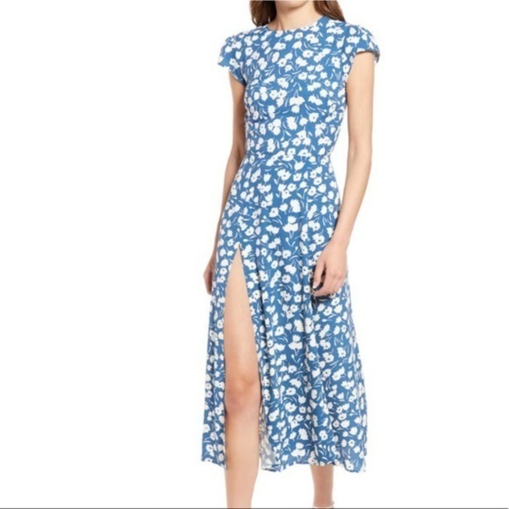 Reformation Blue and White Floral Midi Dress